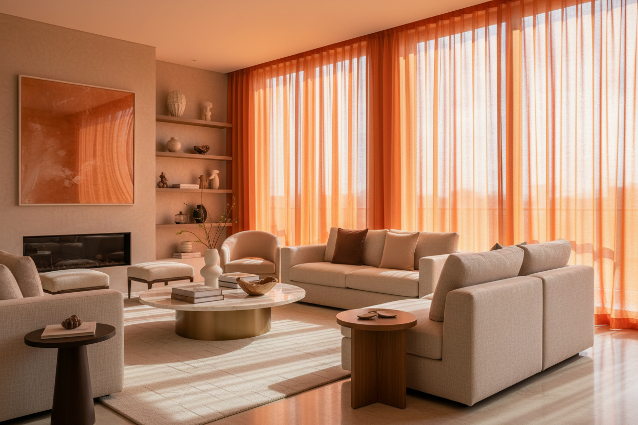 Voilage orange - Salon