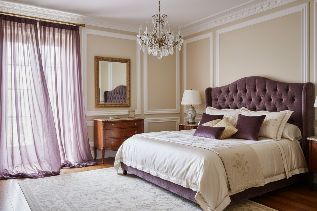 Voilage prune - Classique traditionnel