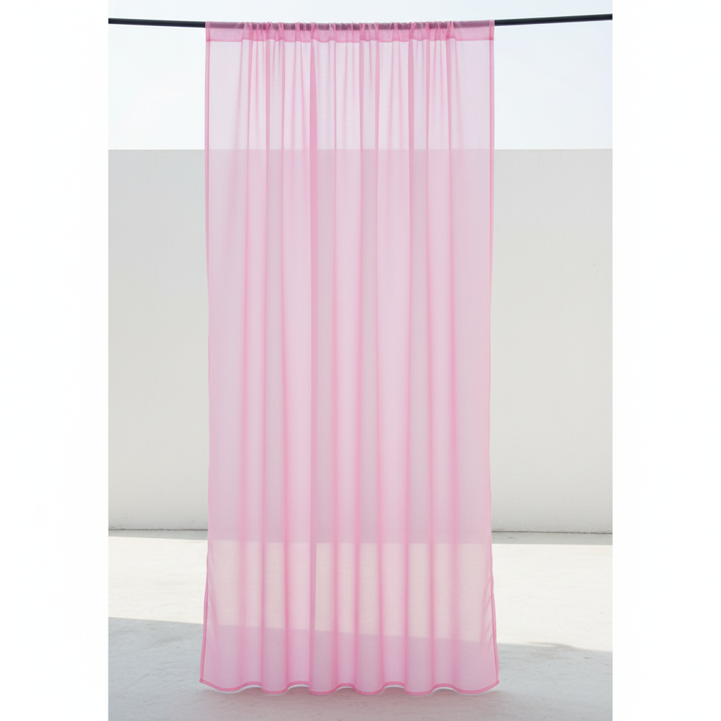 Voilage Rose - Passe-Tringle Lisse