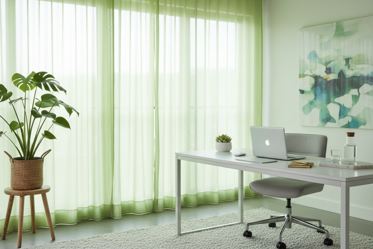 Voilage vert pomme - Bureau