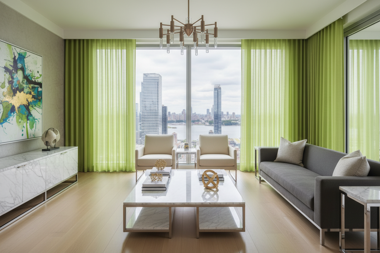 Voilage vert pomme - Luxe contemporain