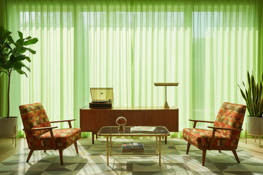 Voilage vert pomme - Mid-century